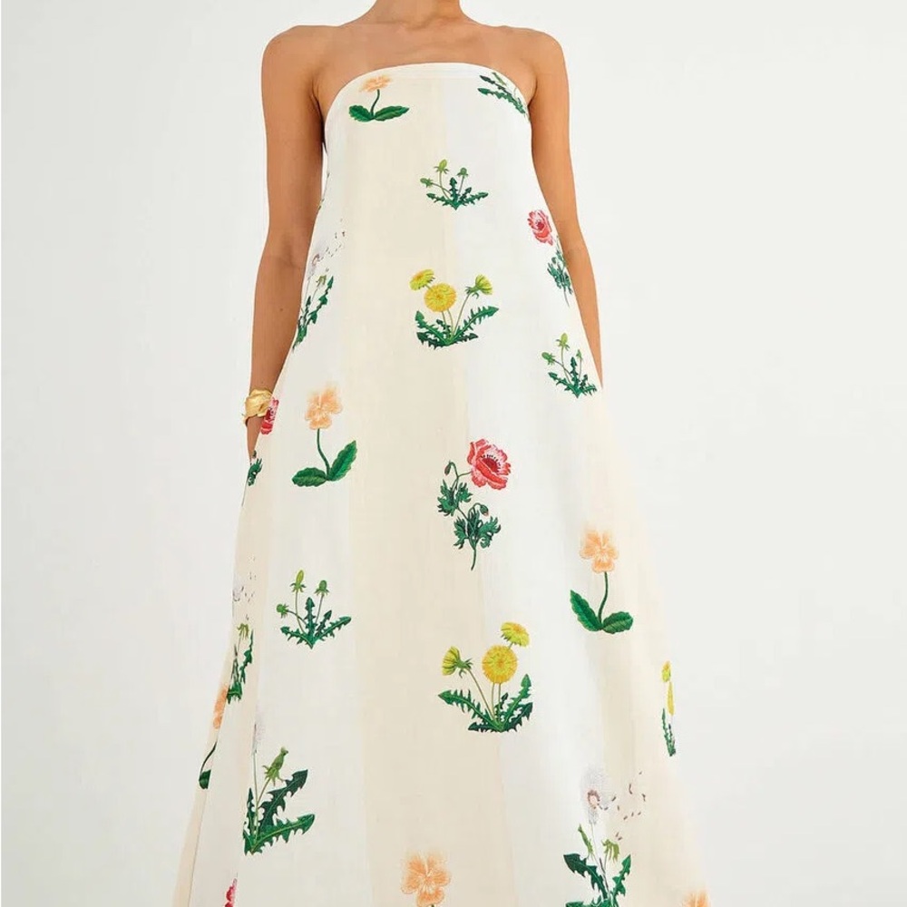 ISO Oroton Strapless Dress with Floral Design